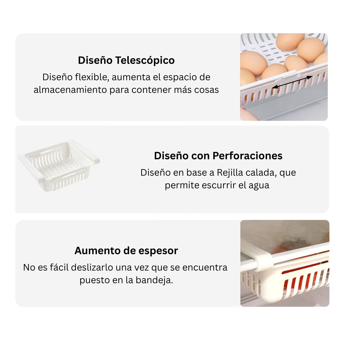 Set de 4 Bandejas Extensibles para Refrigerador