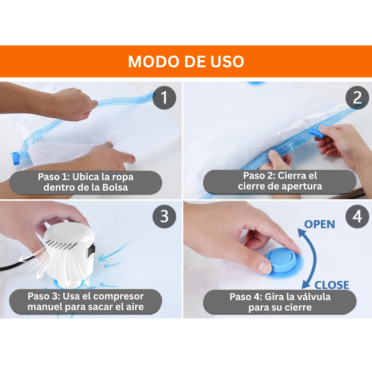 Bomba de Compresión al vacío + 3 bolsas gratis