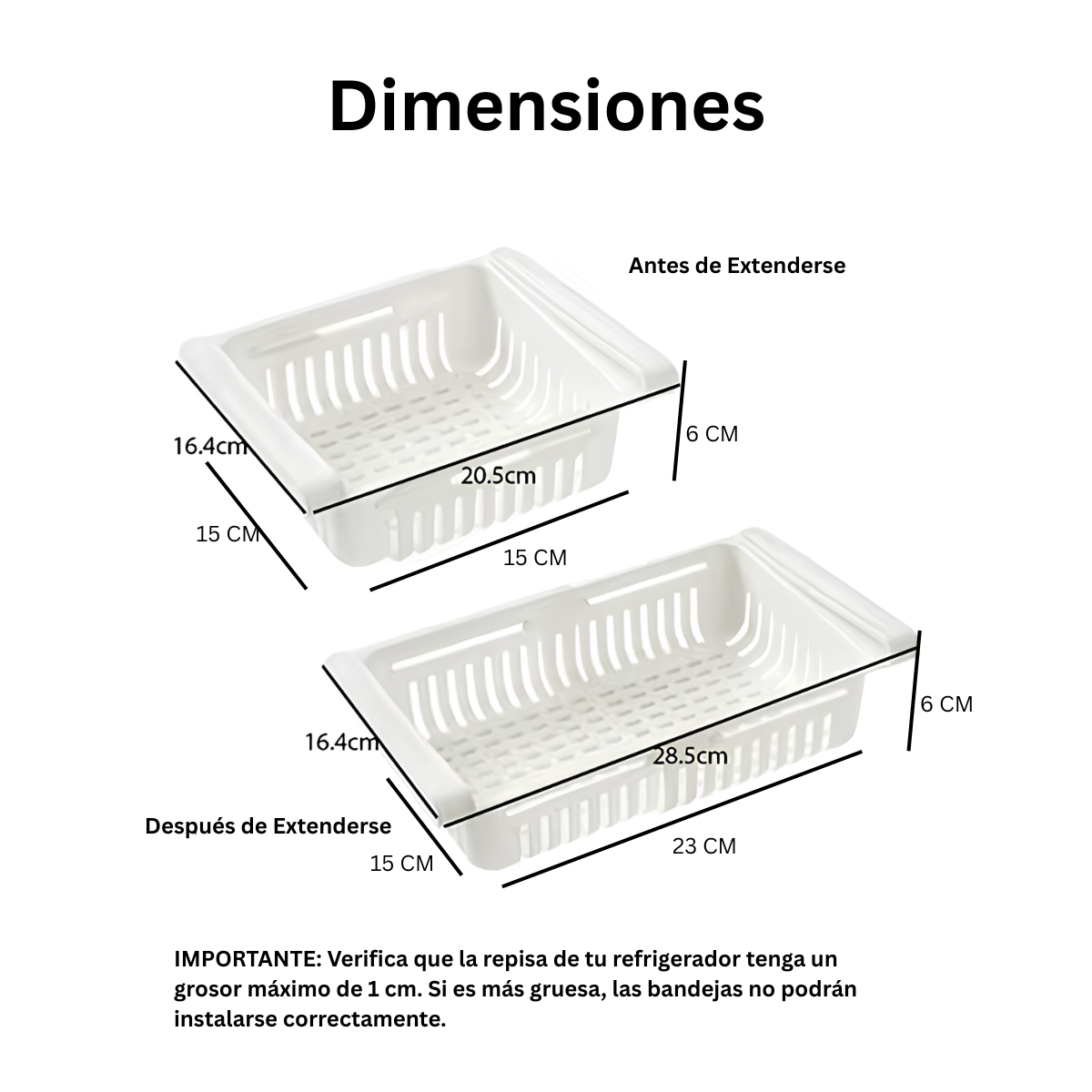 Set de 4 Bandejas Extensibles para Refrigerador