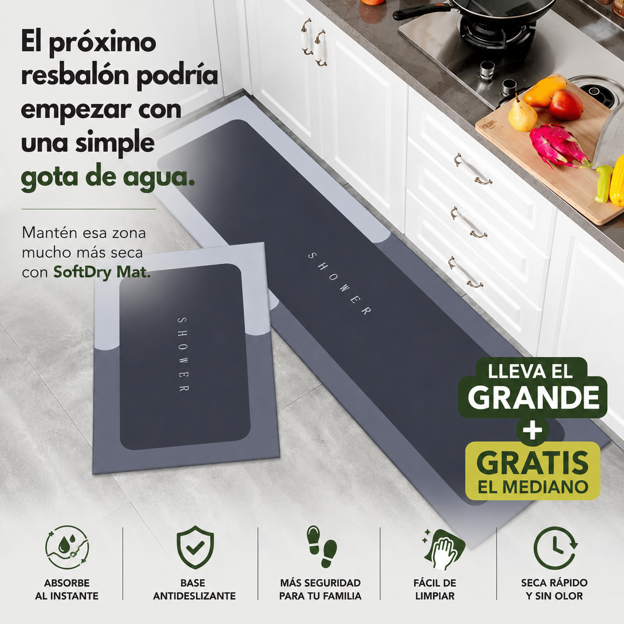 SoftDry Mat - Pisos secos mientras cocinas