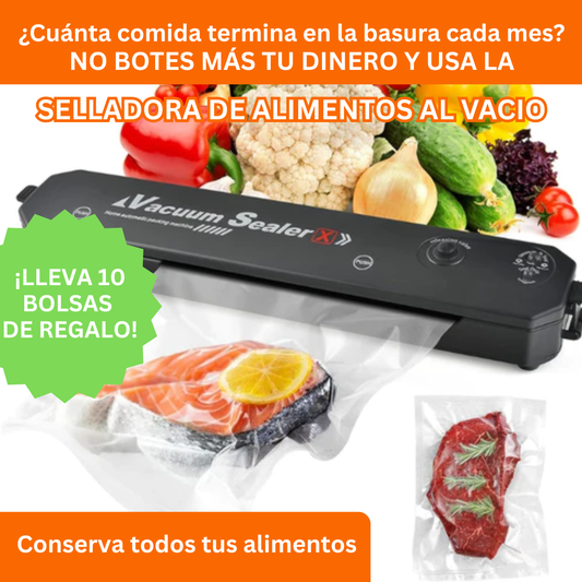 Selladora de alimentos al Vacio + 10 Bolsas Gratis
