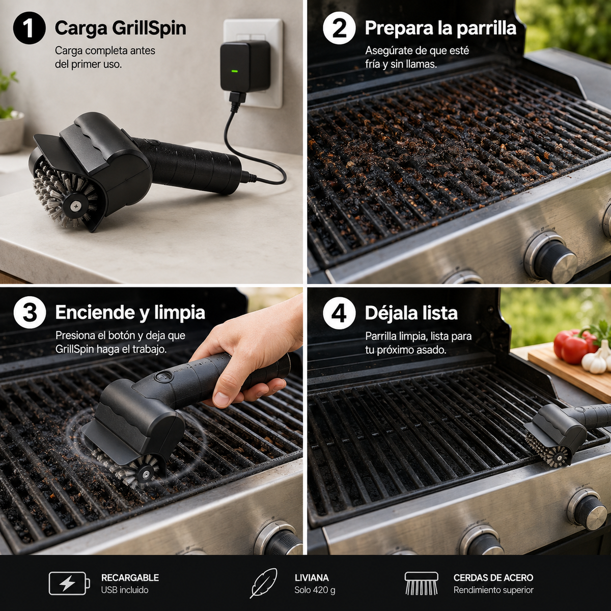GrillSpin - Desprende residuos sin tanto esfuerzo